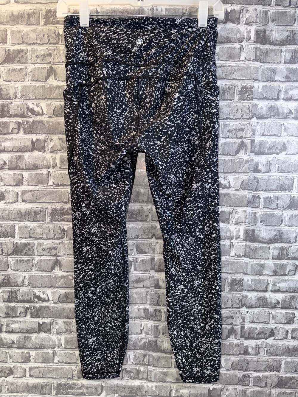 Athleta Black and White Speckle Performance Leggings